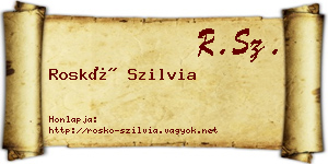Roskó Szilvia névjegykártya