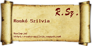 Roskó Szilvia névjegykártya